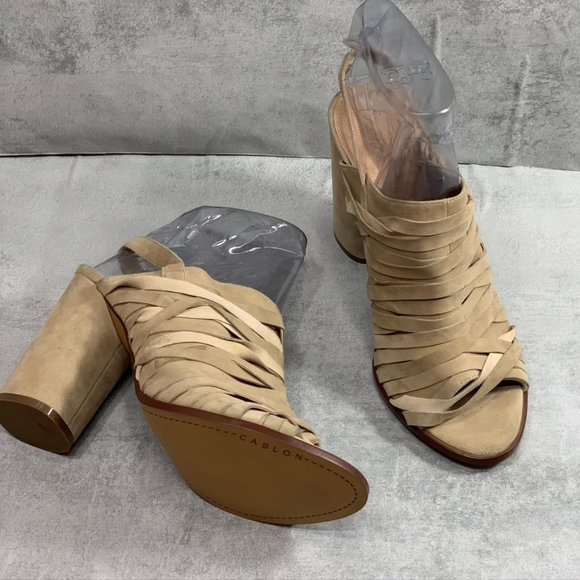 Caslon Beige Slingback Mummy Straps Peep Toe Jana